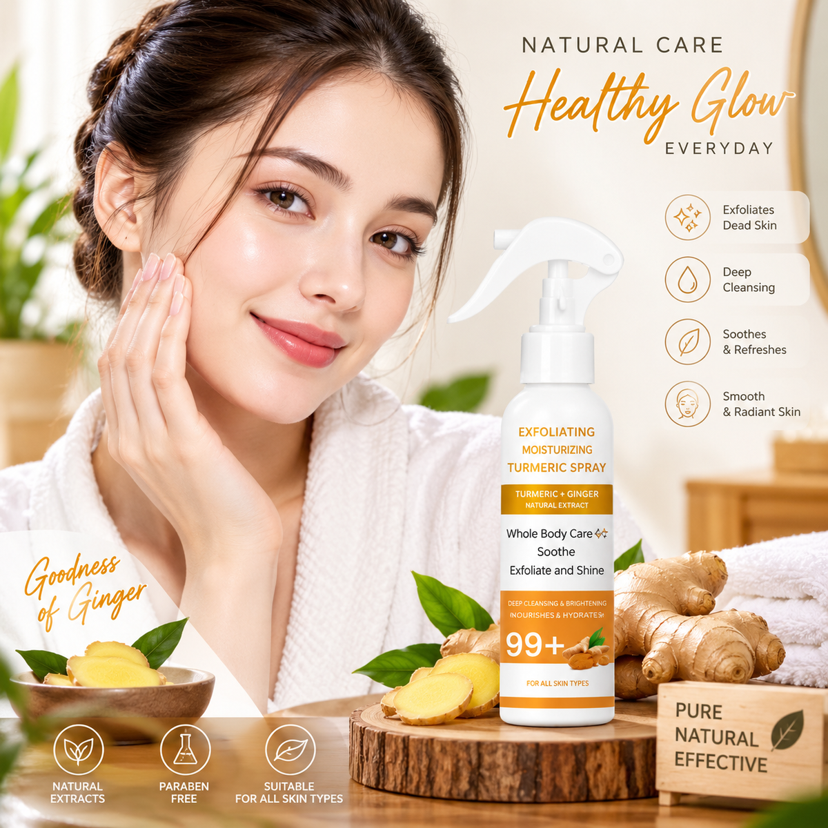 Exfoliating kojic acid turmeric spray