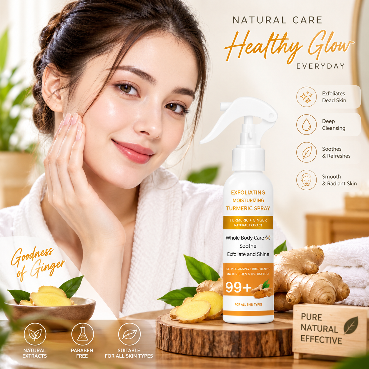 Exfoliating kojic acid turmeric spray