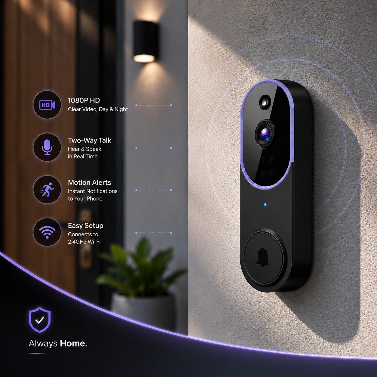 wireless smart video doorbell camera