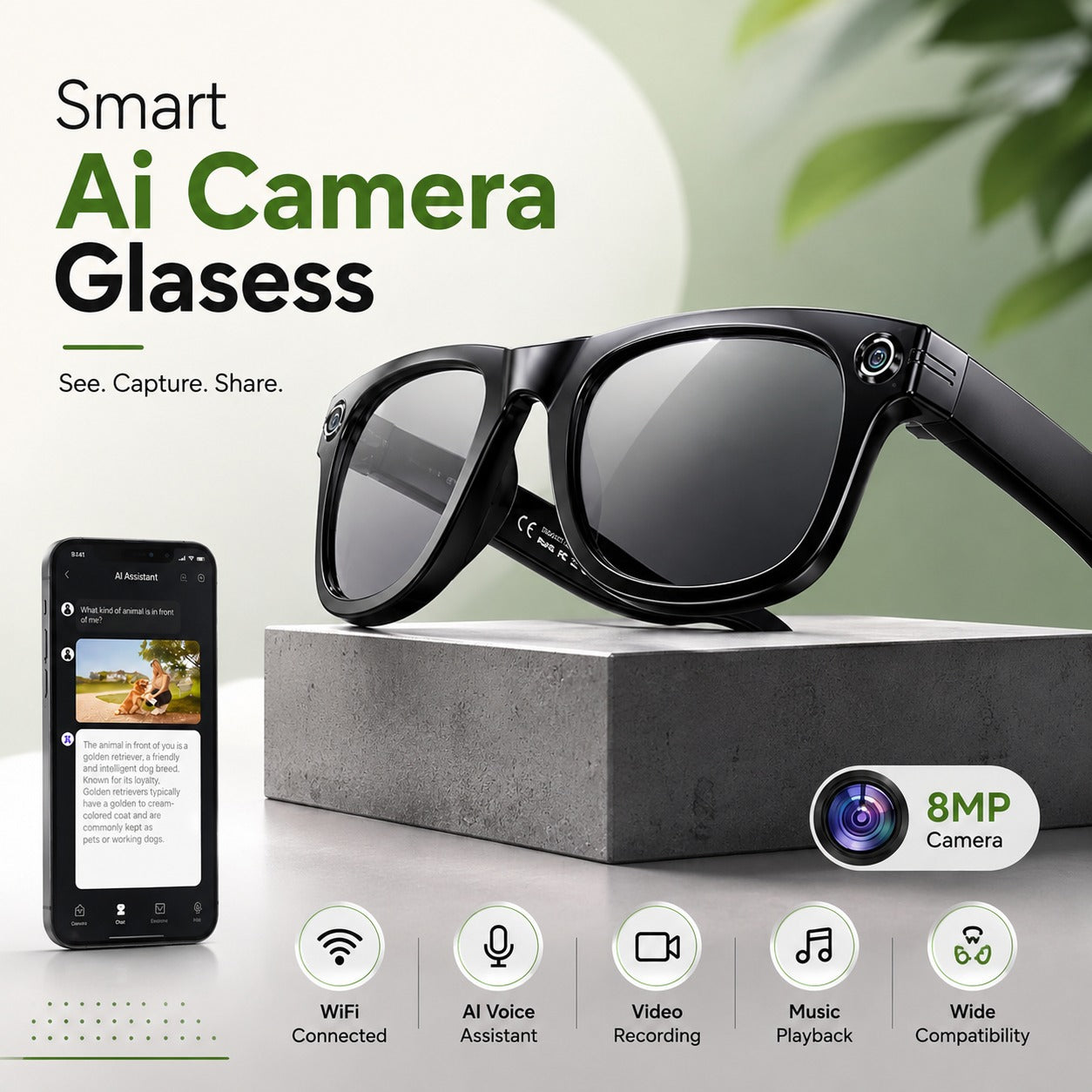 Smart AI Camera Glasses