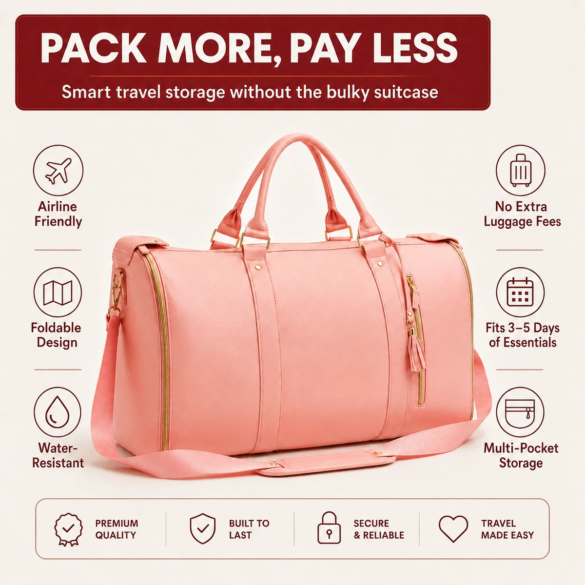 Large Capacity Foldable Travel Duffle Bag